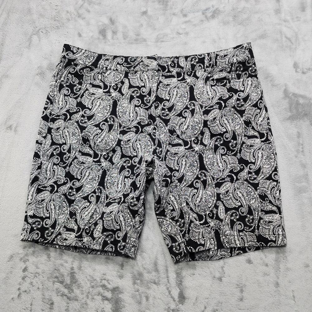 Vintage 90s Basic Editions Shorts Womens XL Black White‎ Paisley Stretch Cotton